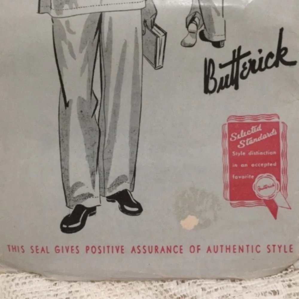 40s men’s pajamas sewing pattern, Butterick 1111, chest 42”